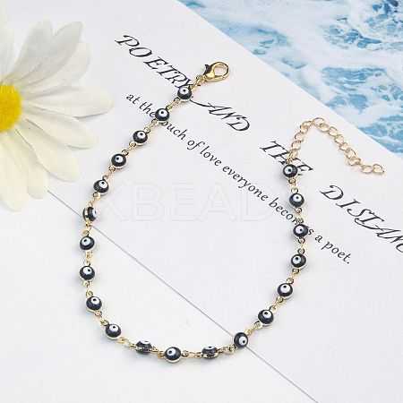 Christmas Brass Evil Eye Enamel Link Chain Anklets for Women WGC2D50-07-1