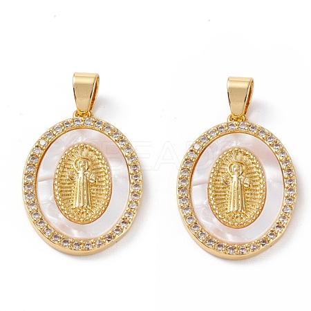 Brass Micro Pave Clear Cubic Zirconia Pendants ZIRC-M116-24G-1