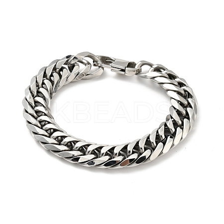 Non-Tarnish 201 Stainless Steel Cuban Link Chains Bracelet for Men Women BJEW-H550-07D-P-1