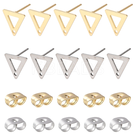16Pcs 2 Colors 201 Stainless Steel Stud Earring Findings with Hole EJEW-FS0001-17-1