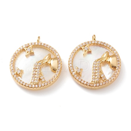 Real 18K Gold Plated Brass Micro Pave Clear Cubic Zirconia Pendants ZIRC-J039-14G-A-1
