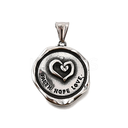 304 Stainless Steel Pendants STAS-R163-03AS-1