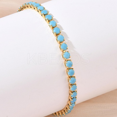 Synthetic Turquoise Tennis Bracelets KK-CBA964F-01G-04-1