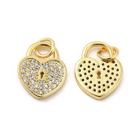 Brass Micro Pave Clear Cubic Zirconia Charms KK-E068-VB127-1