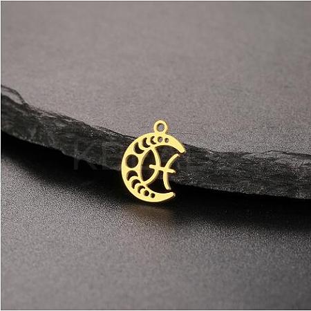 Real 18K Gold Plated 304 Stainless Steel Pendants STAS-R003-02G-01-1