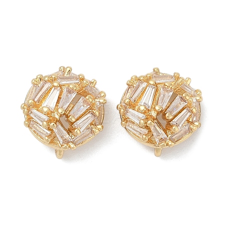 Brass Micro Pave Cubic Zirconia Stud Earring Findings LS-KK-Z094-12G-1