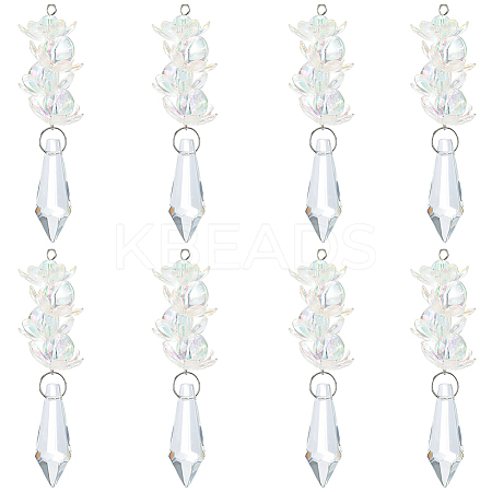 8Pcs Glass Pendants PALLOY-SP00008-1