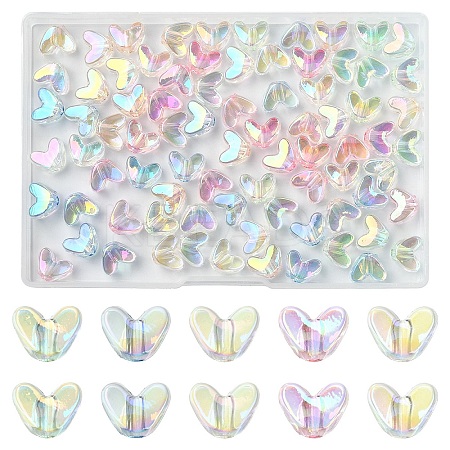 100Pcs 5 Colors UV Plating Transparent Acrylic Beads MACR-YW0004-89-1