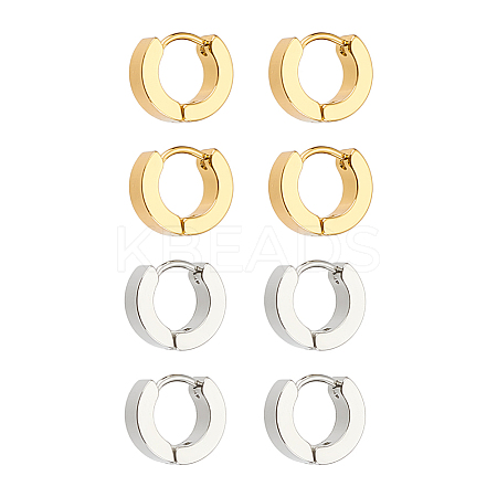 4 Pairs 2 Colors 304 Stainless Steel Huggie Hoop Earrings EJEW-LP0001-08-1