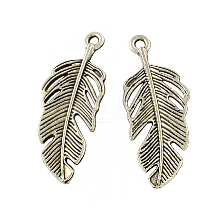Tibetan Style Alloy Feather Pendants TIBEP-Q043-082-RS-1