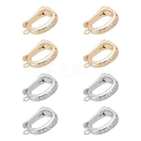 8Pcs 2 Colors Rack Plating Brass Micro Pave Clear Cubic Zirconia Fold Over Clasps FIND-PH0020-88-1
