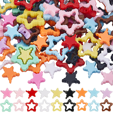 72Pcs 18 Colors Acrylic Beads OACR-SC0002-61-1