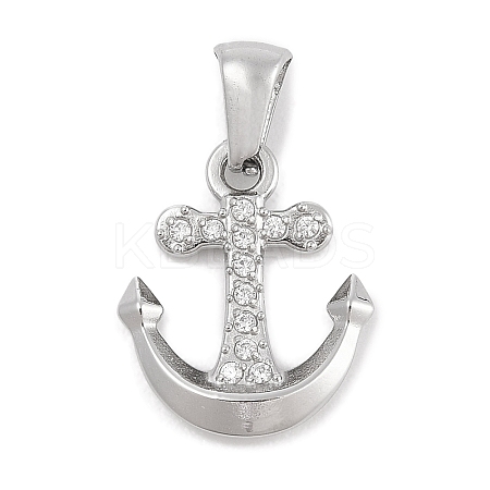 304 Stainless Steel Micro Pave Cubic Zirconia Pendants STAS-D112-03P-04-1