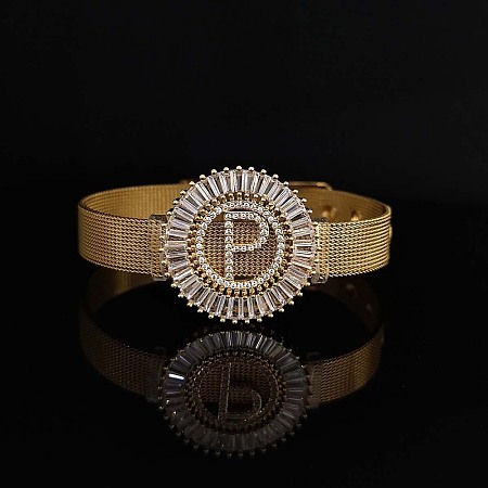Brass Micro Pave Clear Cubic Zirconia Bangles for Women FS-WGA7409-37-1