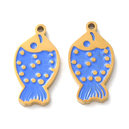 Ion Plating(IP) 304 Stainless Steel Enamel Pendants STAS-M102-12B-G-1