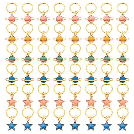 24Pcs Alloy Enamel & Iron Braiding Hair Pendants Decoration Clips PALLOY-AB00050-1