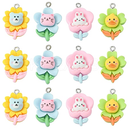 40Pcs 4 Styles Opaque Resin Pendants RESI-CJ0002-85-1