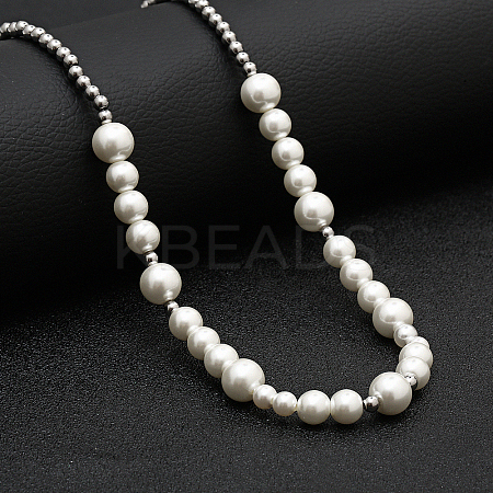 304 Stainless Steel Pearl Bib Necklaces for Unisex MM2620-1-1