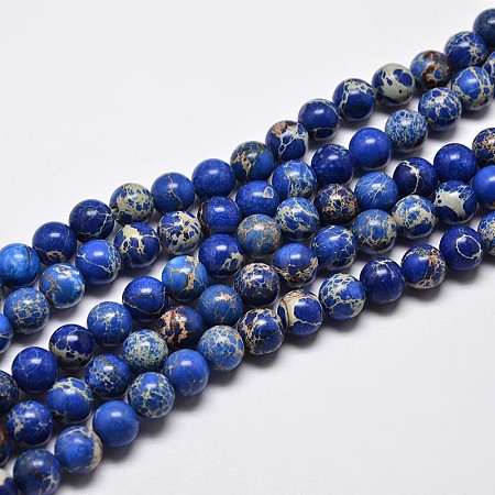 Natural Imperial Jasper Beads Strands X-G-I122-8mm-06-1