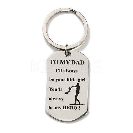 Father's Day Gift 201 Stainless Steel Oval with Word To My Dad Keychains LS-KEYC-E040-03P-1
