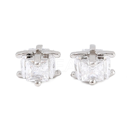 Brass Clear Cubic Zirconia Beads KK-B186-21A-P-1