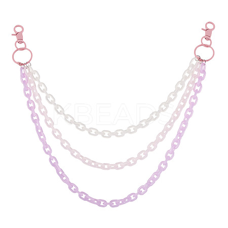 Macaron Color 3-Color Acrylic Cable Chain 3 Layer Chain Belts for Pants HJEW-TAC0118-1