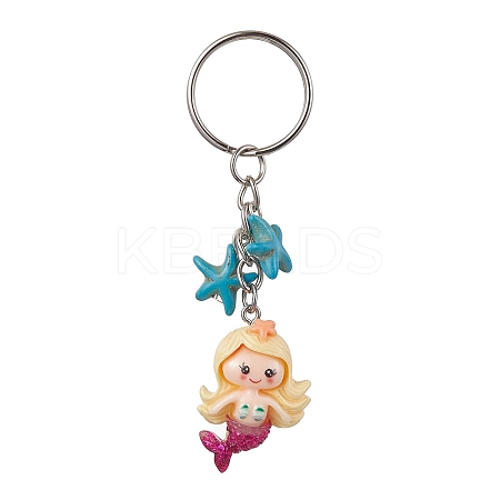 Mermaid Opaque Resin Pendant Keychain X1-KEYC-JKC00624-02-1