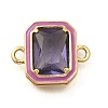 Brass Pave Glass Rectangle Connector Charms KK-Q043-09G-A-1