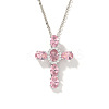 Brass Pave Cubic Zirconia Religion Cross Pendant Necklaces CU6638-1-2