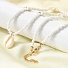 Natural Cowrie Shell Pendant ABS Plastic Starfish Round Beaded Necklaces with 304 Stainless Steel End Chains NJEW-F356-01G-5