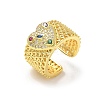 Brass Micro Pave Cubic Zirconia Adjustable Cuff Rings RJEW-V009-06G-4