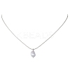 Natural Cultured Freshwater Pearl Rice Pendant 304 Stainless Steel Satellite Chain Necklaces for Women NJEW-JN05831-5