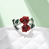 Zinc Alloy Enamel Open Cuff Rings for Women RJEW-U058-01P-2