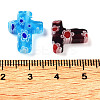 (Defective Closeout Sale: Some Broken) Cross Handmade Millefiori Glass Beads Strands LK-XCP0001-03-4