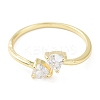Rack Plating Brass Micro Pave Clear Cubic Zirconia Cuff Rings RJEW-C043-13G-2
