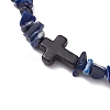Natural Lapis Lazuli Chips Stretch Bracelets for Women Men BJEW-JB11341-07-3