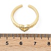 Heart Brass Micro Pave Clear Cubic Zirconia Open Cuff Rings for Women RJEW-G343-01G-5