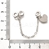 Brass Clear Cubic Zirconia European Safety Chains with Heart Charms KK-C085-15P-3