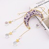 Copper Wire Wrapped Natural Amethyst Chips Moon Suncatcher HJEW-H065-02G-02-2