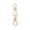 3Pcs 3 Styles Natural Cultured Freshwater Pearl Rice Beaded Links Connector Charms PALLOY-JF04914-02-3