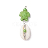 7Pcs 7 Styles Natural Cowrie Shell & Starfish Turtle Dyed Synthetic Turquoise Pendants PALLOY-JF03935-02-3