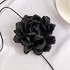 1Pc Retro Cloth Rose Flower Waxed Cord Wrap Choker Necklaces for Women NJEW-CP0001-05A-4