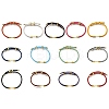 Brass Column Bar Link Bracelet with Leather Cords BJEW-G675-05G-1