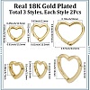 6Pcs 3 Styles Rack Plating Heart Brass Spring Gate Rings KK-SC0006-11-2