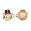 Japanese Style Print Alloy Enamel Pendants ENAM-CJC0002-05C-RS-1