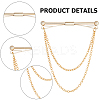 2Pcs 2 Colors Brass Hanging Chains Collar Pins Tie Clips AJEW-GF0007-55-6