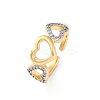 Brass Micro Pave Clear Cubic Zirconia Cuff Finger Rings for Women RJEW-C116-09G-4