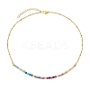 Natural Rhodonite & Apatite & Amethyst & Ruby & Sunstone Faceted Round Beaded 304 Stainless Steel Satellite Chain Necklaces NJEW-JN06151-2