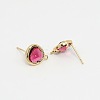 Real 18K Gold Plated Tone Brass Glass Stud Earring Findings LS-X-GLAA-J023-07G-2