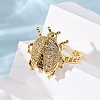 Brass Micro Pave Cubic Zirconia Adjustable Open Cuff Rings for Women RJEW-A072-01B-G-3